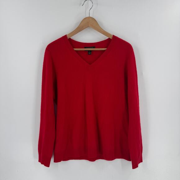Cashmere Carter Club Luxury Red V-Neck 100% Cashmere Sweater Size XL - Picture 1 of 8